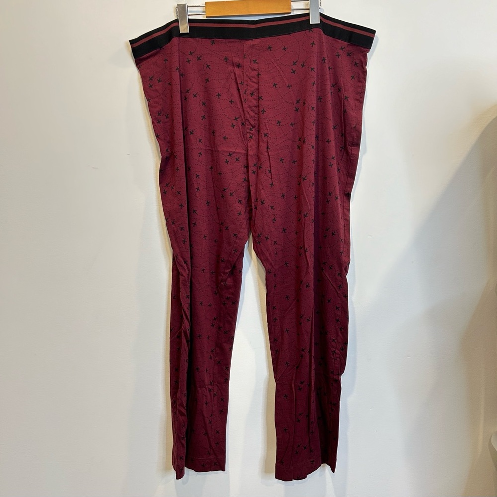 ☀️ 3/$15 George Men's Printed Jersey Pajama Pant Airplanes Burgundy